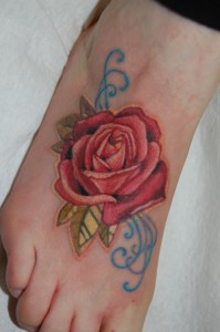foot rose tattoo