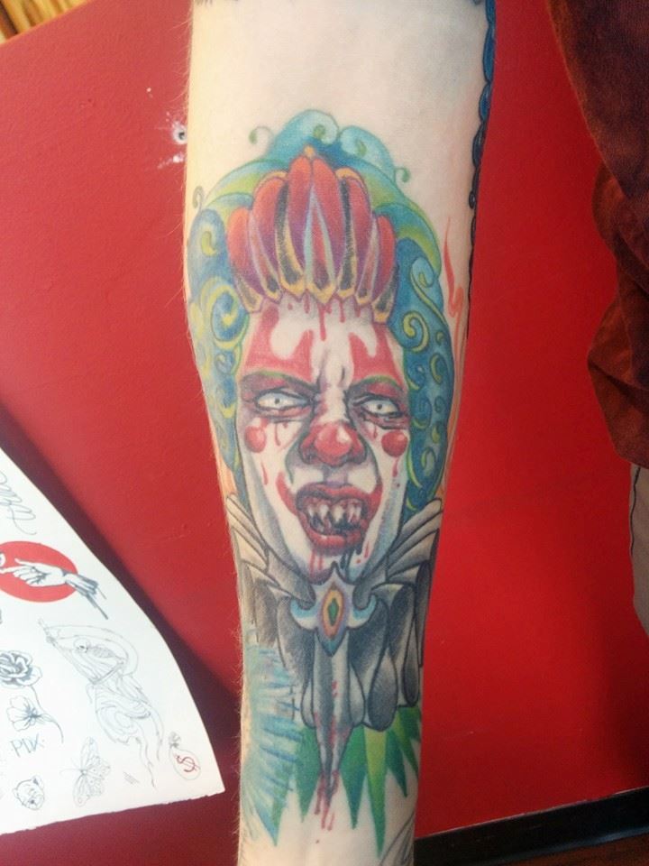 wicked evil creepy clown tattoo