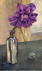 watercolor painting of flower in jar